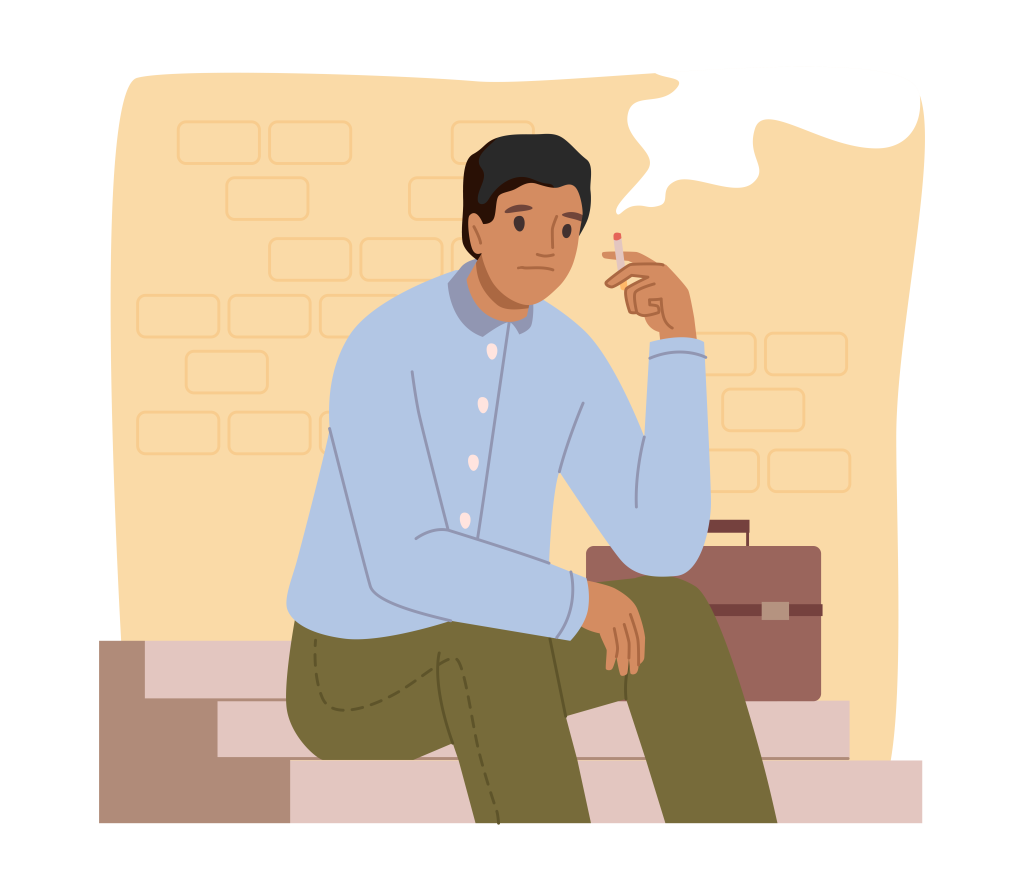 Man sitting on porch and smoking